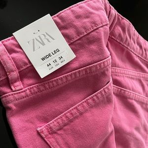 Zara size 12 pink wide leg jeans